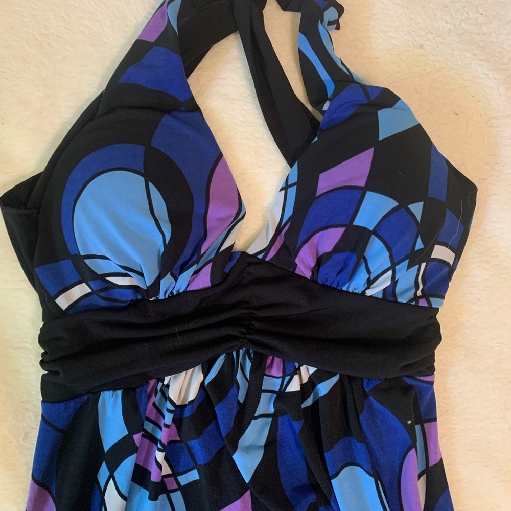 Blue and Purple Maxi Dress with Empire Waist